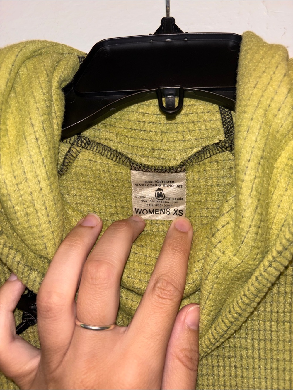 Melanzana Microgrid Hoodie Womens XS Green Waffle Fleece Pullover Gorpcore Hike - Picture 3 of 5